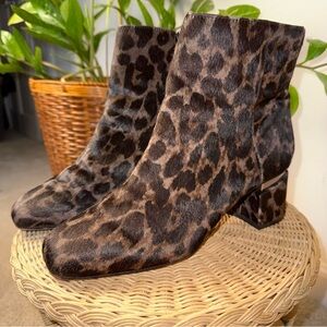Franco Sarto Leopard Print Ankle Boots - Size 8.5
